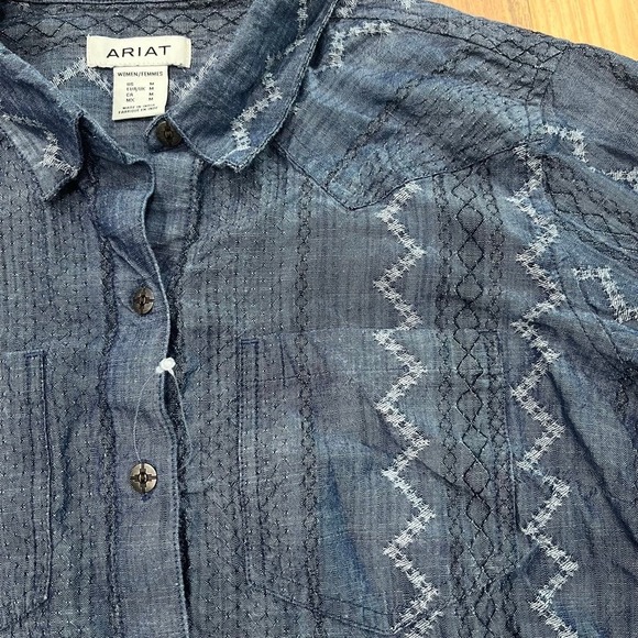 Women's Ariat Blue White Embroidered Western Long Sleeve Shirt Size M,‎ 0030 B 1 - Picture 6 of 12